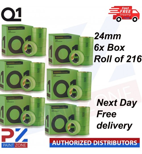 6X Q1 High Performance Green MASKING TAPE PREMIUM AUTOMOTIVE 24mm x 50mm